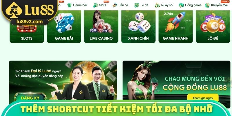 Thêm shortcut tiết kiệm tối đa bộ nhớ